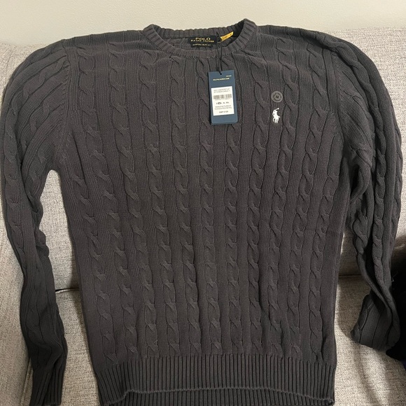 Polo Dark Gray Cable Knit Sweater - Picture 2 of 5